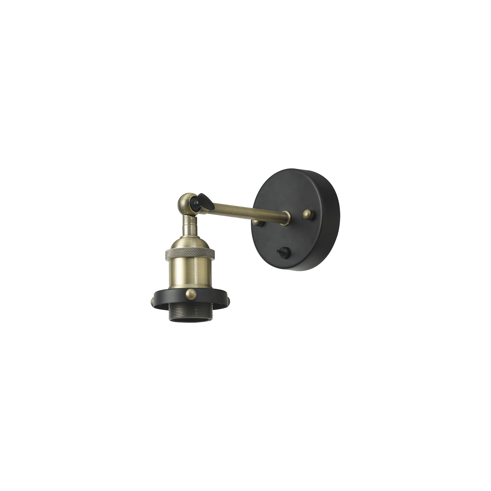 D0705  Dreifa Switched Wall Light, 1 x E27, Black/Antique Brass
